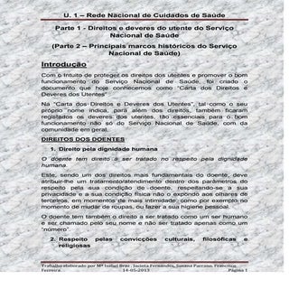 U. 1 - Direitos e Deveres do Utente...