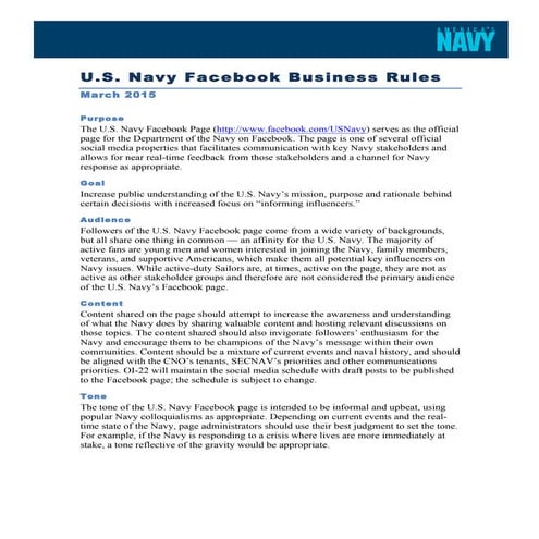 U.S. Navy Facebook Business Rules 2015