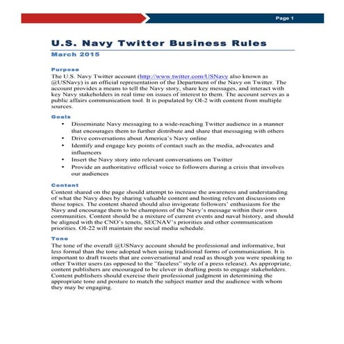 U.S. Navy Twitter Business Rules 2015