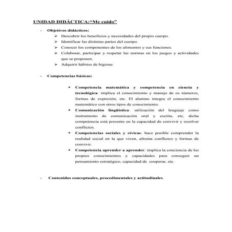 UNIDAD DIDÁCTICA ME CUIDO