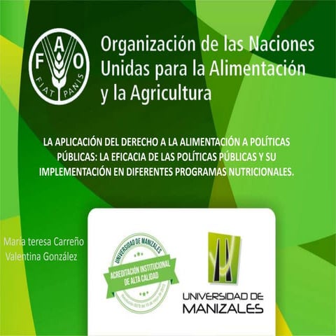 La aplicación del derecho a la alimentación a políticas públicas 