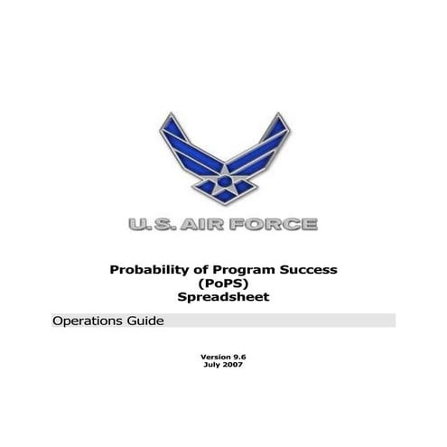 U.s. air force probability of program success (po ps) spreadsheet operations ...