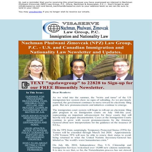 U.S. AND CANADA IMMIGRATION LAW NEWS AND UPDATES US Immigration and Family Se...