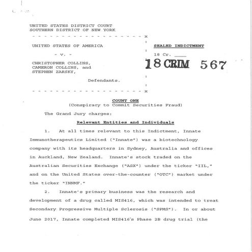 U.s. v. christopher collins et al indictment 18 cr 567 | PDF