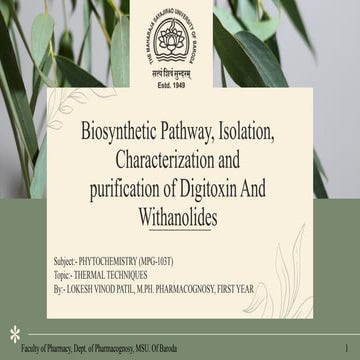 Biosynthetic Pathway, Isolation, Characterization and purification of ...