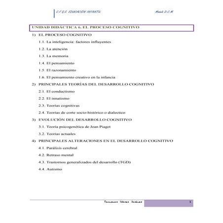 U.d 6 EL PROCESO COGNITIVO