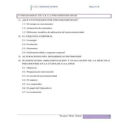 U.d 8 LA PSICOMOTRICIDAD