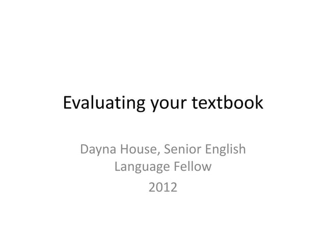Evaluating Your Textbook