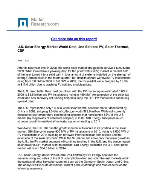 U.S. Solar Energy Market World Data...