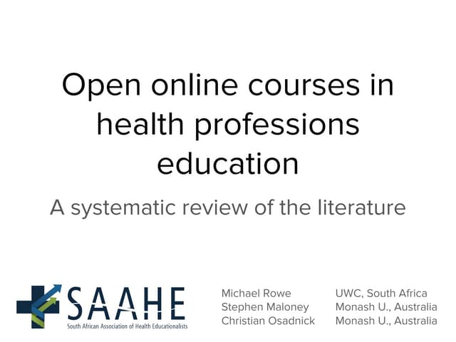 Open Online Courses in Health Professions Education: A systematic review