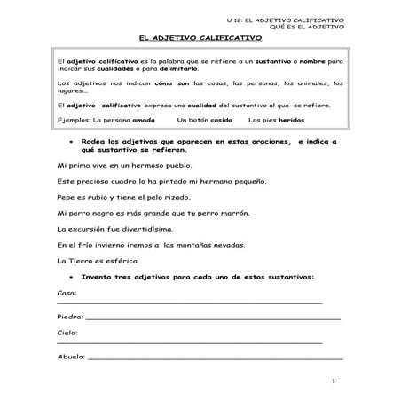  el adjetivo calificativo