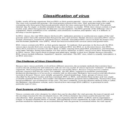 classification of virus | DOCX