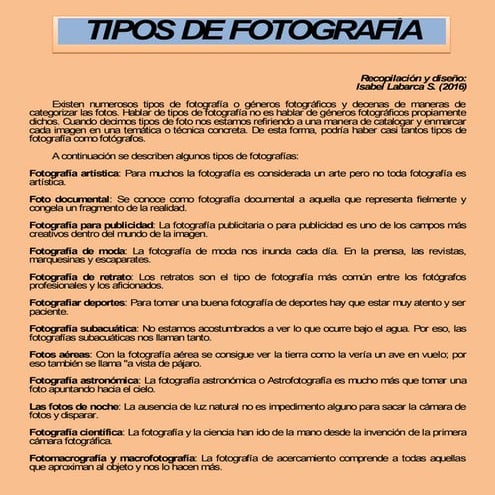 Tipos Fotografía