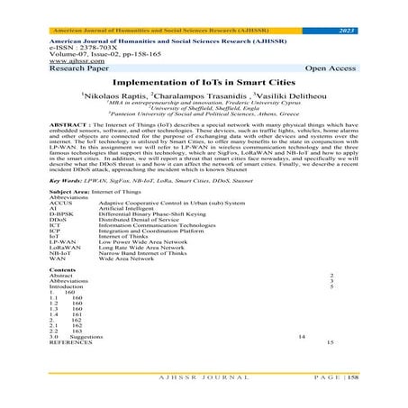 Implementation of IoTs in Smart Cities