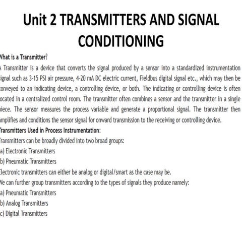 transmitters and signal conditioning element