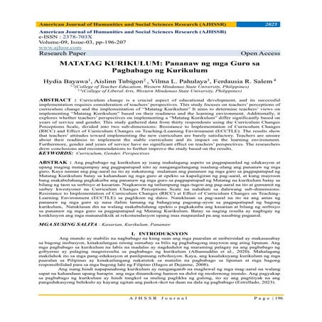 MATATAG KURIKULUM: Pananaw ng mga Guro sa Pagbabago ng Kurikulum