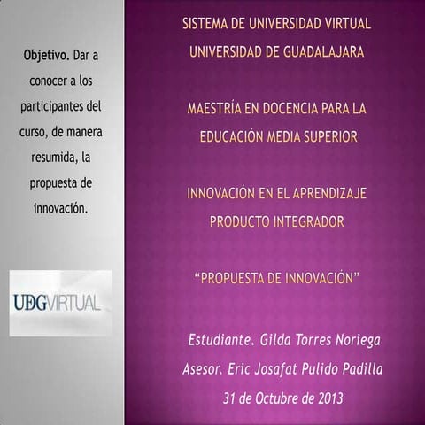 Innovación en el aprendizaje, propuesta.