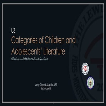 U2L2 - Categories of Children and Adolescents' Literature.pdf