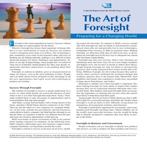 Art of foresight