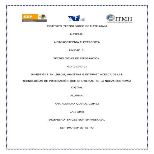 UNIDAD 3: TECNOLOGÍAS DE INTEGRACIÓN 