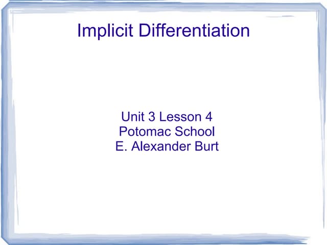 U3 Cn4 Implicit Differentiation