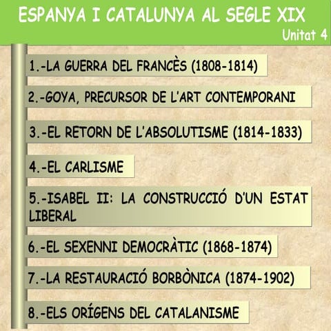 U 4. Espanya i Catalunya al segle XIX.