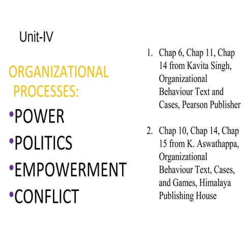 Organizational Processes – Organizational Power, Organizational Politics, Emp...