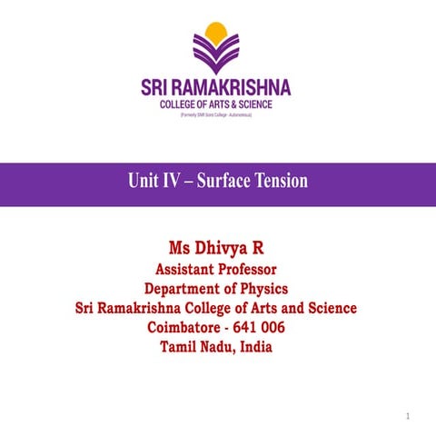 Properties of Matter - U4 - Surface Tension -PPT 1 | PPTX