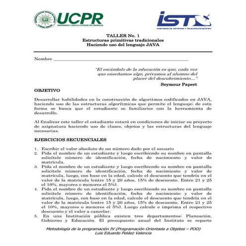 Taller - Primeros ejercicios de programación