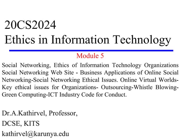20CS024 Ethics in Information Technology