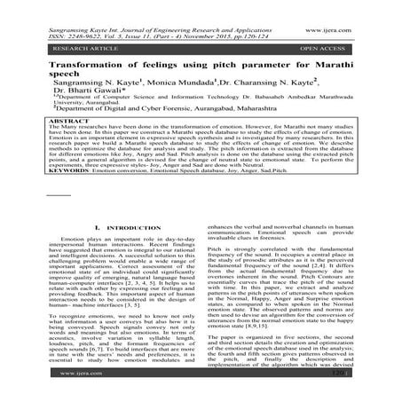 Transformation of feelings using pitch parameter for Marathi speech