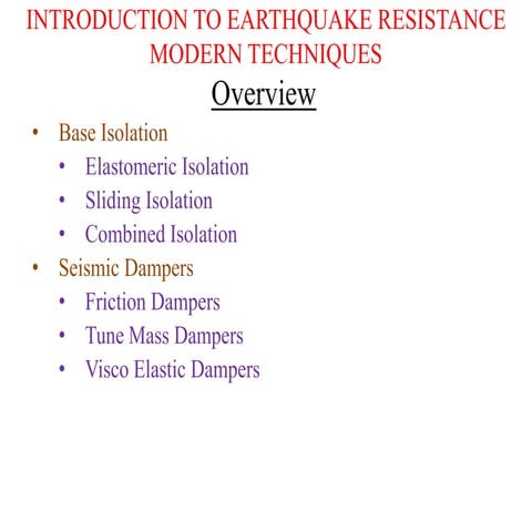 Base isolation and damping