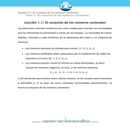 El conjunto de números racionales