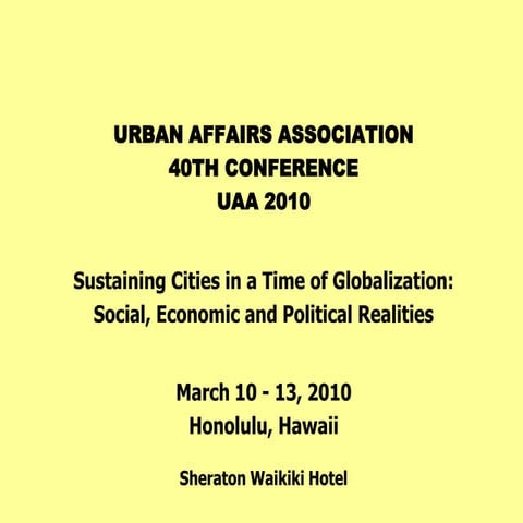 1. Does US Have An Urban Sustainability Agenda For 21st Century 