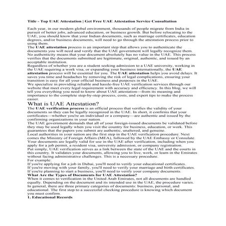 Top UAE Attestation | Get Free UAE Attestation Service Consultation