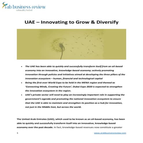 Uae – innovating to grow & diversify