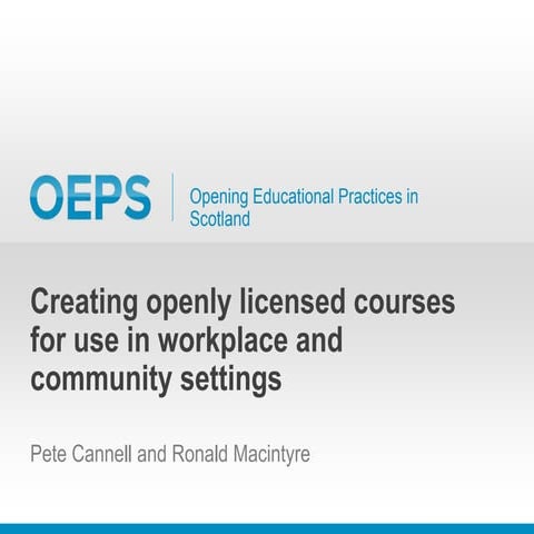 Creating openly licensed courses for use in workplace and community settings