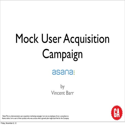 Mock User Acquisition Marketing Plan