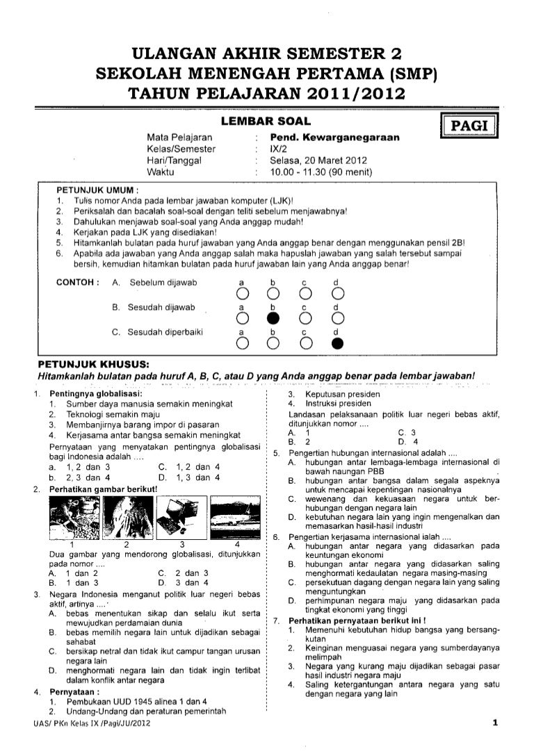Soal Plkj Kelas 9 Semester 2 Dan Kunci Jawaban Guru Ilmu Sosial