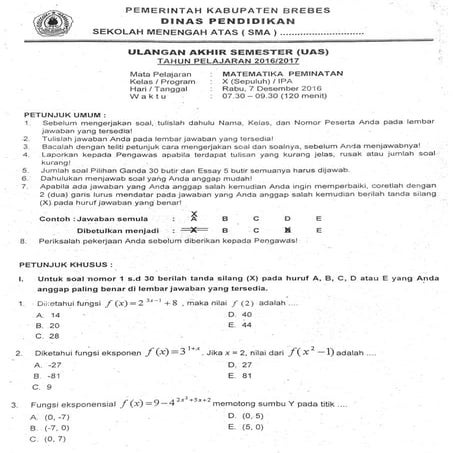 Uas ganjil 2015/2016 matematika peminatan