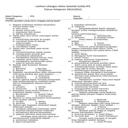 Latihan UAS IPS