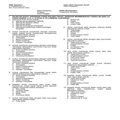 Soal Latihan Microsoft Power Point
