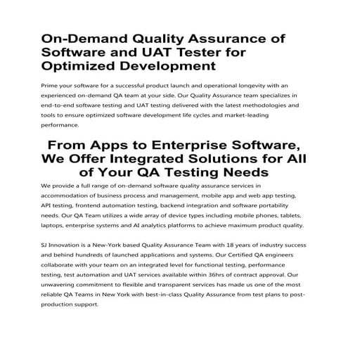QARA Test brochure: Rapid Test Automation with Zero Coding and Manual ...
