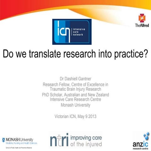 ICN Victoria: Gantner on "Translating Research into Practice"