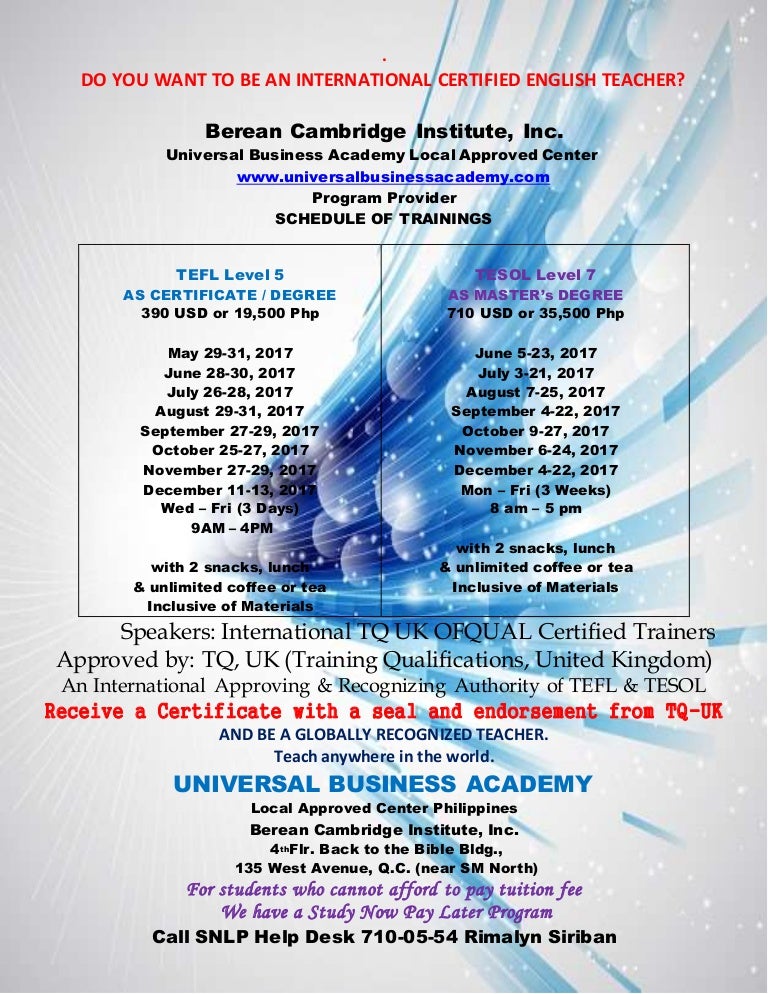 Universal Business Academy Local Approved Center Berean Cambridge Ins