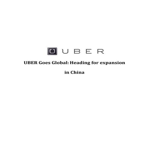 Uber and its expansion strategy in China