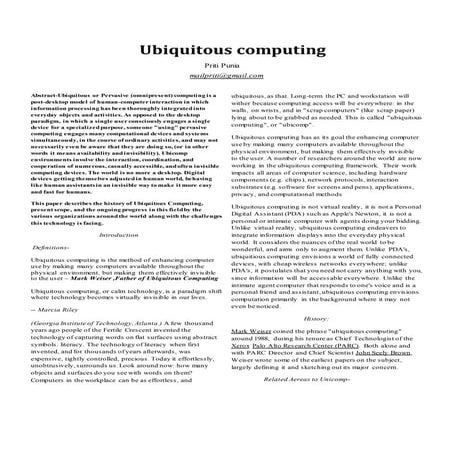 Ubiquitous computing abstract