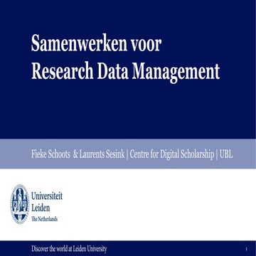 Samenwerken voor Research Data Management