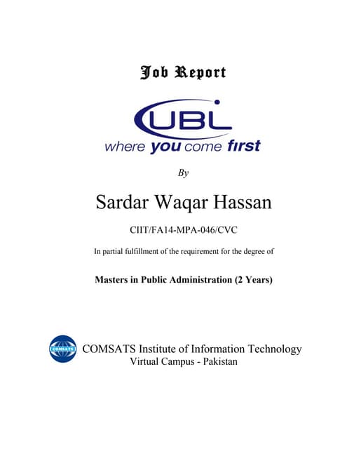 Ubl internship report 2016