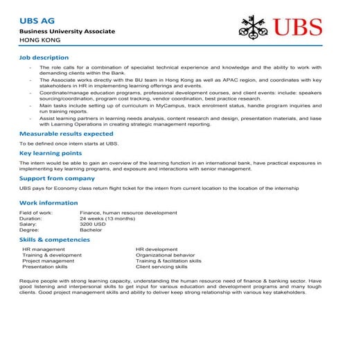 UBS Business University Associate